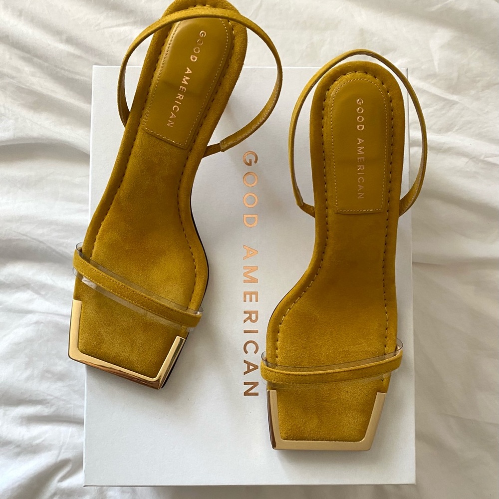 Suede Sling Back Square Toe Sandals